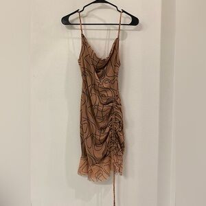 Abstract Ruched Slip Dress